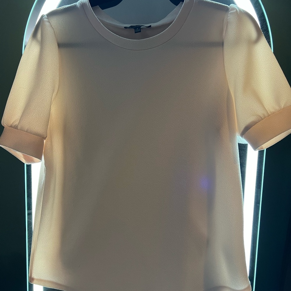 Adrianna Papell Cream Boxy Short Sleeve Tee